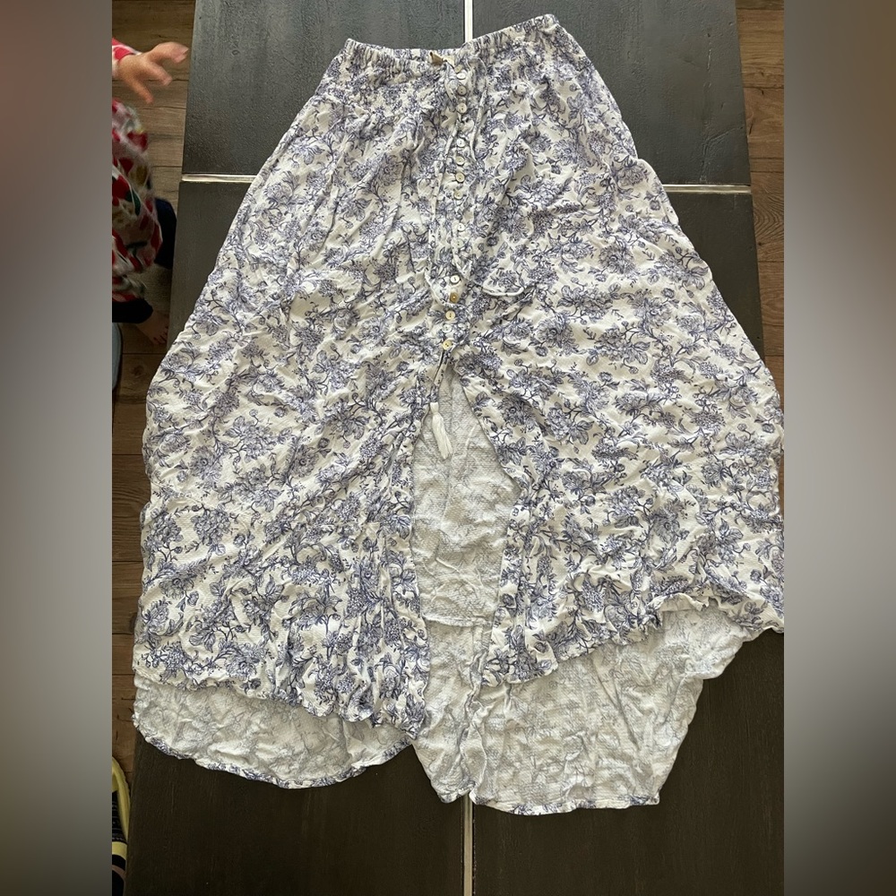 Cynthia Rowley Floral Pattern Button Maci MIDI high low skirt M
